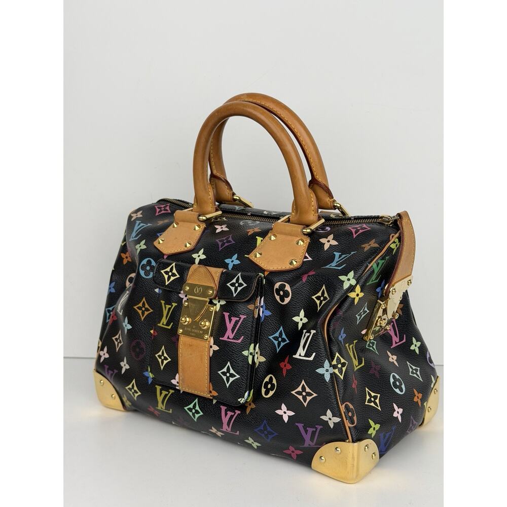 Louis Vuitton Takashi Murakami Speedy 30 Bag Black Monogram Multicolore 2011 D8